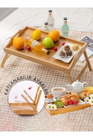 Kapris  KAP-112 Katlanır Ayaklı Bambu Tepsi 50 x 30 CM