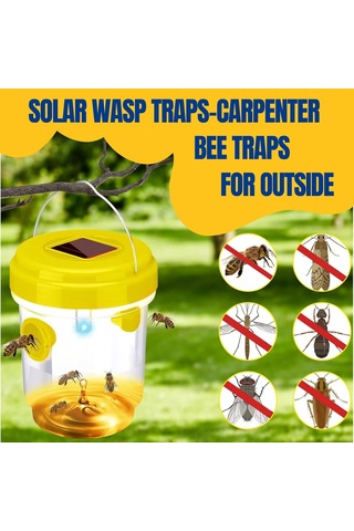 Dianziye Güneş Enerjili Dış Mekan Asma Tipi Arı Tutucu - 2 Adet Sarı Arı Tuzağı, Güneş Paneli İle Çalışır