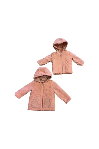 Verscon Kız / Erkek Bebek Peluş Fermuarlı Kapüşonlu Mont-11357-gül Kurusu Gül Kurusu