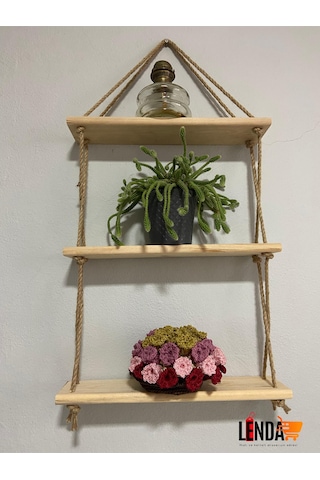 Doğal Ahşap Hazır Kurulu Dekoratif 3'lü Raf 40 Cm 9 Cm Krem