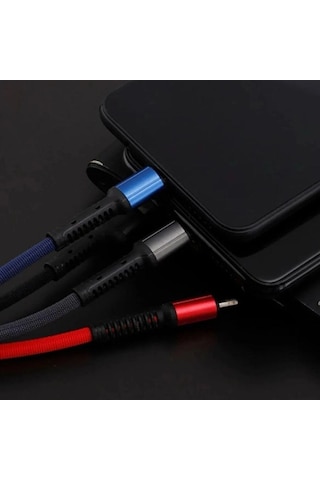 Işıklı Anahtarlık Model 3 İn 1 Usb Çıkışlı Mikro,type-c Ve Apple iPhone Uyumlu Şarj Kablosu Bx40 Standart