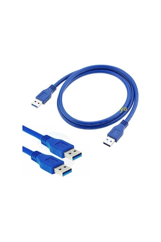Usb 3.0 Erkek Erkek Kablo Mavi - Iki Ucu Erkek Usb Kablo - 3 Mt