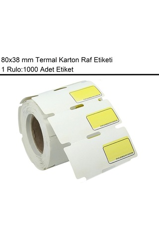 80x38 Mm Karton Termal Raf Reyon Etiketi Sarı Fiyat Çerçeveli 1000'li Sarım 1 Rulo Etiket 1
