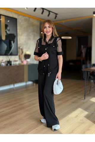 Defymoda Kadın Fileli Kapüşonlu Modal Ceket Siyah