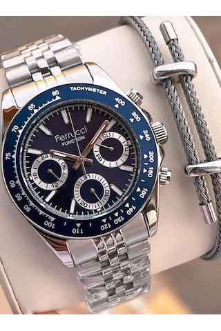 Ferrucci Fcf 1025 03648m.02 Fonksiyonlu Erkek Kol Saati Metalik Gri