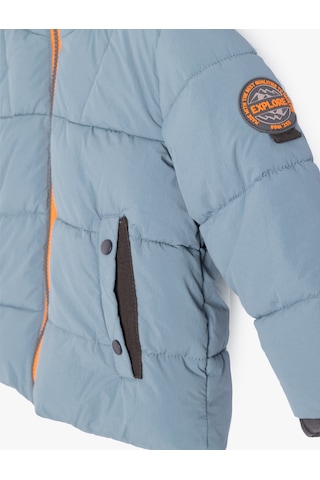 Koton Şişme Mont Kapşonlu Çıtçıt Detaylı İçi Polar Astarlı Mavi 5wmb00005tw Mavi