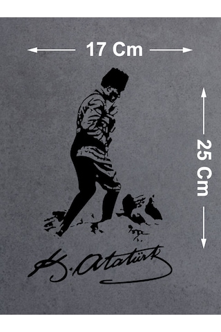 Mustafa Kemal Atatürk Kocatepe Silüet Sticker - Araba Oto Motosiklet Karavan Sticker - 00617 25x17 Cm