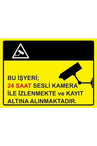 Bu İşyeri 24 Saat Sesli Kamera İle İzlenmekte V Kayıt Altına İsg Uyarı Levhası Pvc A3 30x42 Cm Bu İşyeri 24 Saat Sesli Kamera İle İzlenmekte V Kayıt Altına İsg Uyarı Levhası Pvc A3 30x42 Cm
