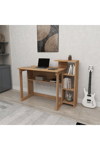 Saye 5 Raflı Kitaplıklı Çalışma Masası Atlantik Çam