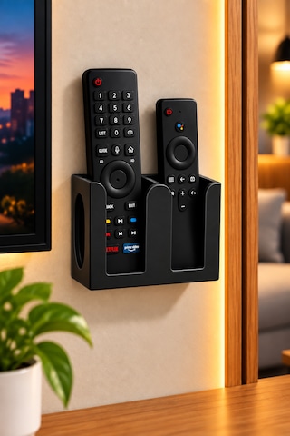 Veriqo 3d Duvara Monte 2'li Uzaktan Kumanda Tutucu Tv Kumandalık Düzenleyici Siyah