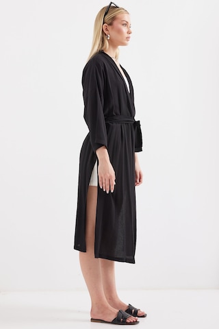 Bigdart 5835 Yırtmaçlı Yazlık Kimono - Siyah 001