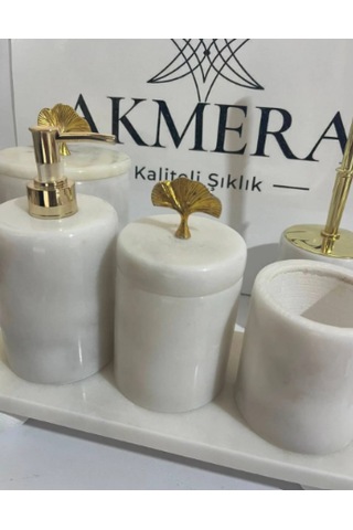 Dikdörgen Tepsi 6 Parça Banyo Seti Beyaz