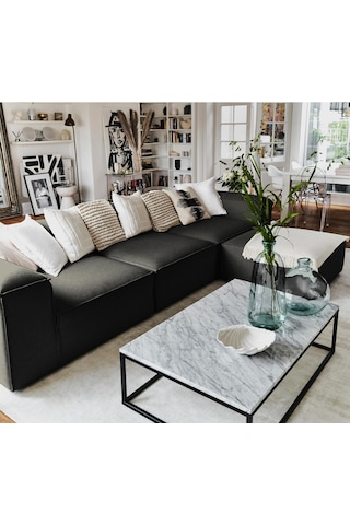 Relax Soft 4 Modül Köşe Takımı Siyah Keten 900 Siyah