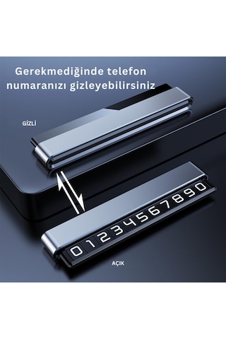 Polham Metal Premium Araç İçi Geçici Park İçin Telefon Numaratörü, Gizlenebilir Araç Numaratörü 1 Adet