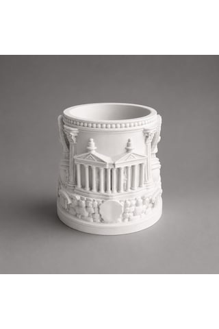 Antik Roma Temalı Dekoratif Kalemlik Premium Tasarım 10x9.5 Beyaz