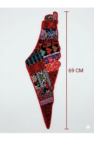 Askılı Filistin Haritası Üzrine Filistin Renkli Nakışlı Büyük Hacmi 69 Cm P00057 Diğer