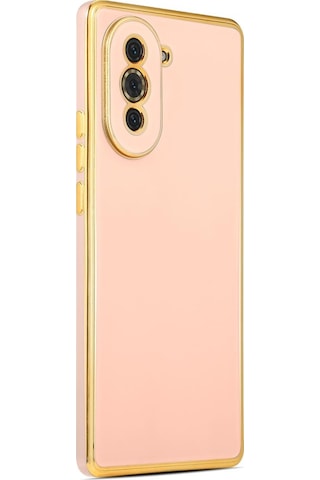Huawei Nova 10 Kılıf Kamera Korumalı Altın Kenar Tasarım Silikon