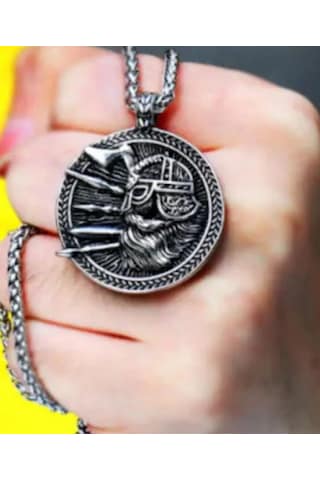 Çift Taraflı Kullanım Paslanmaz Çelik Viking Kolye