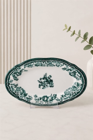 Porser Porselen Velour Green Fulya Kayık Tabak 22cm 2 Parça Çok Renkli