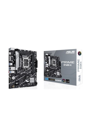Asus Prıme B760m-k Ddr5 8000mhz 1xvga 1xhdmı 2xm.2 Usb 3.2 Matx 1700p 12. / 13. Ve 14. Nesil İşlemci Uyumlu
