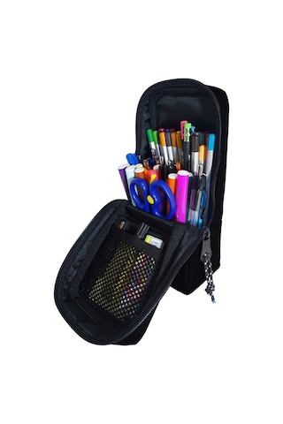 Jacbag Siyah Masaüstü Büyük Kalemlik/Kalem Çantası Çok Renkli