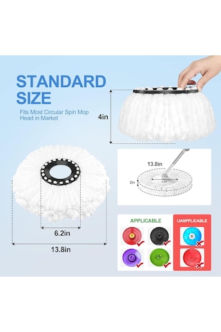 Geeroyoo 360 Derece Dönen Mikrofiber Temizlik Başlığı, Hızlı Ve Etkili Zemin Temizliği İçin Tek Parça