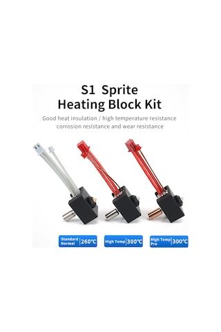 Konesam Ender-3 S1 Sprite Ekstruder Isıtma Bloku Seti - 260 C Normal Sıcaklık, Alüminyum Blok, Bakır Nozzle, 24v40w Isıtıcı Çubuğu