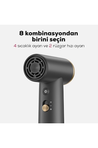 Coshare Hp10e Mini Isı Dereceli Led Işıklı Saç Kurutma Fön Makinesi Siyah
