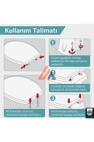 Alttan Sıkmalı Klozet Kapağı Menteşesi Kapak Montaj Aparatı Vid