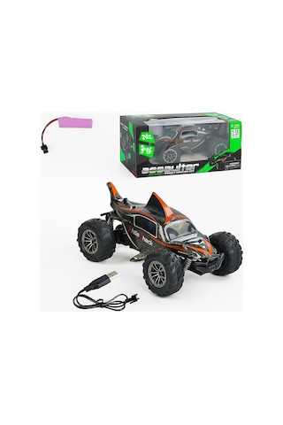 Assaulter 1:18 Yüksek Hızlı Işıklı Köpek Balığı Tasarımlı Uzaktan Kumandalı Rc Araba - Turuncu