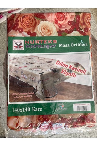 140x140 Cm Kare Masa Örtüsü Dilim Kesimli Elyaflı Masa Örtüsü Renkli
