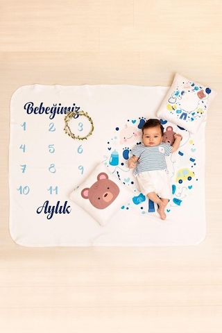 Lexroo Yeni Doğan Bebek Hediyesi Fotoğraf Battaniyesi Seti Aylık Çekim Çok Renkli