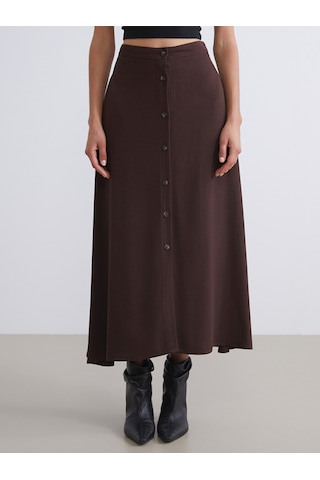 Lcwaıkıkı Classic Kahverengi Loose Fit A Kesim Müslin Etek