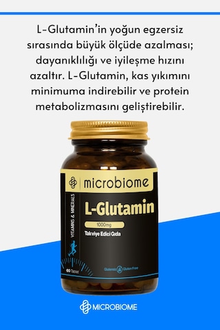 Microbiome L-Glutamin 1000 MG 60 Tablet