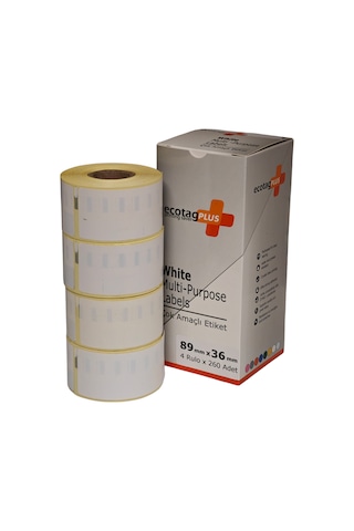 Ecotagplus Dymo Muadili Etiket - 89 Mm X 36 Mm - 4 X 260 Adet - Eko Paket - 99012 1