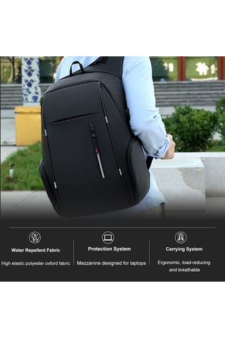 Yifomall Usb Şarj Cihazlı Geniş Kapasiteli Sırt Çantası - Su Geçirmez, 17" Bilgisayar & Tablet Taşıma, Gri Gri