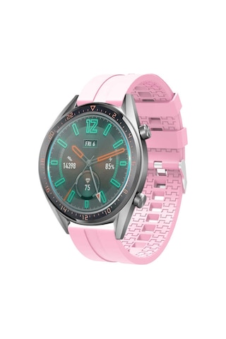 Ekılıf - Huawei Watch Gt3 46mm Uyumlu - Kordon Silikon Kordon Krd-23 - Pembe