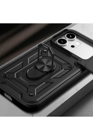 Tecno Pova Curve 2 İle Uyumlu Phoenixshield Sürgülü Sistem Kamera Korumalı Kapak Tam Koruma Manyetik Vega Kapak Siyah