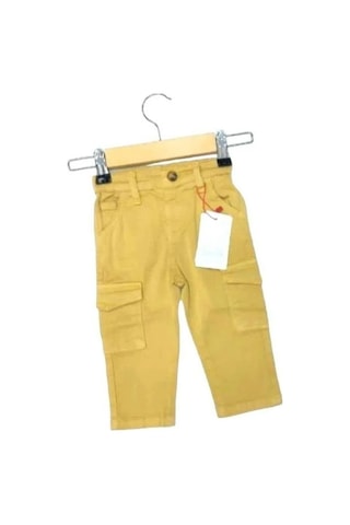 Erkek Bebek Cep Detaylı Kargo Pantolon-13592 Hardal