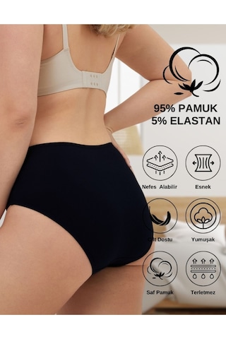 Alya Underwear Kadın Pamuklu Bato Kesim Külot - 3 Adet Beyaz - 3'lü Paket Siyah