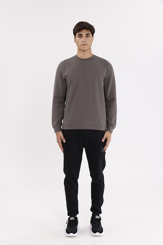 Rowinger Petek Yüzeyli Bisiklet Yaka Rahat Kalıp Lastik Manşetli Mevsimlik Sweatshirt Antracite
