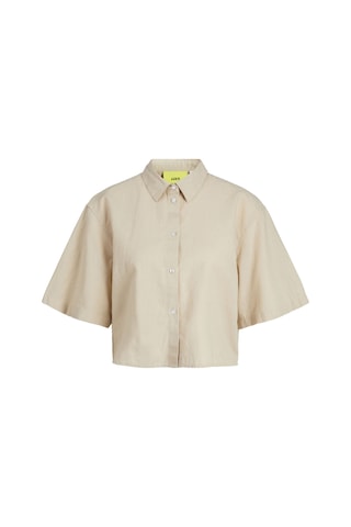 Jjxx Jxlulu Ss Cropped Lınen Blend Shırt Wvn Kadın Bej Kk Gömlek - 12231335