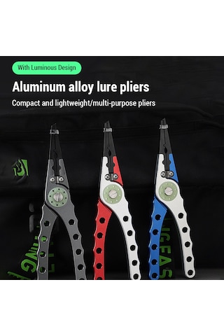 Mufunye Alüminyum Çelik Işıklandırmalı Balıkçı Pensi - Çok Fonksiyonlu İp Kesici, İğne Çıkarıcı, Taşınabilir - Kırmızı/gri/mavi Seçenekli