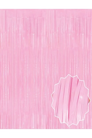 Soft Pembe Püsküllü Kapı Perdesi - Parti, Baby Shower, Cinsiyet Partisi 1x2 M Diğer
