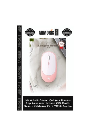 Masaüstü Gereci Çalışma Masası Cep Aksesuarı Mouse Çift Modlu Sessiz Kablosuz Fare Tm16 Pembe