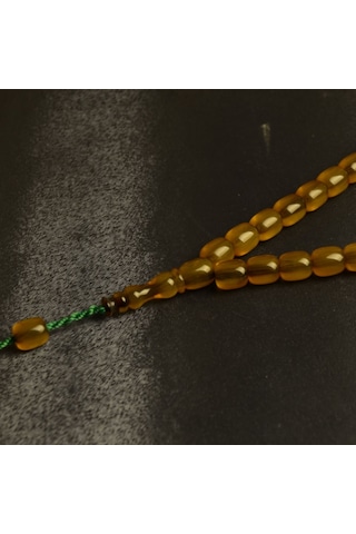 Kapsül Kesim 10x8 Mm İmzalı Sıkma Kehribar Sistem Püsküllü Tesbih Sarı