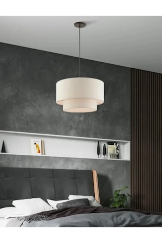 Modern Tasarım Cake Pasta Avize Çift Katlı Beyaz Kumaşlı Sarkıt