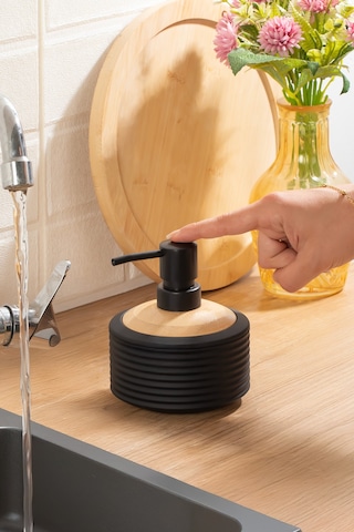 Porsima 3152 Banyo Ve Mutfak Sıvı Sabunluk 350ml Siyah-ahşap Siyah