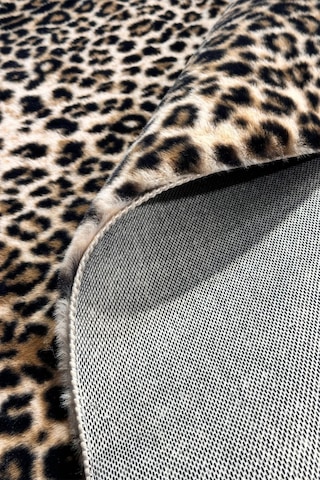 Yolluk Bej Leopar Desen Kaymaz Taban Tavşan Tüyü