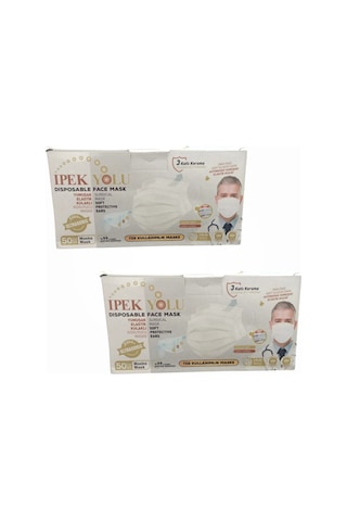 Tek Kullanımlık Maske 3 Katlı Telli Meltblownlu 50'li Kutu - Beyaz X 2 Kutu